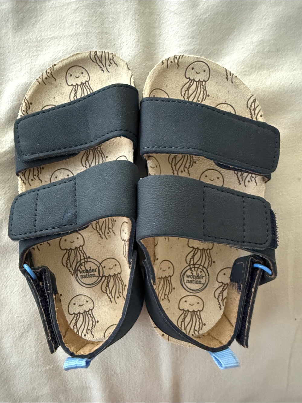 wonder nation Black Kids Sandals with Jellyfish Print Footbed